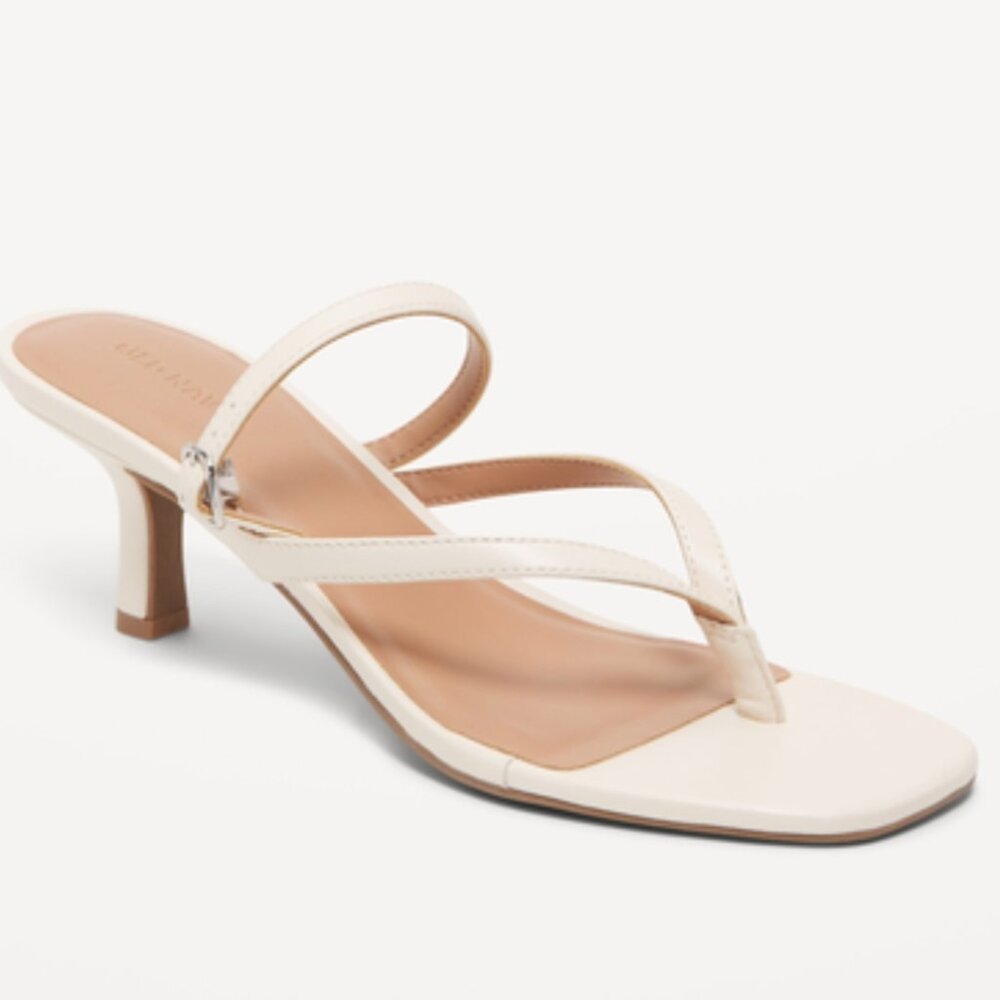 Old Navy Kitten Heel Thong Sandals in Ivory